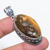 Natural Ocean Jasper Gemstone 925 Steling Silver Jewelry Pendant 2.17" W2u00