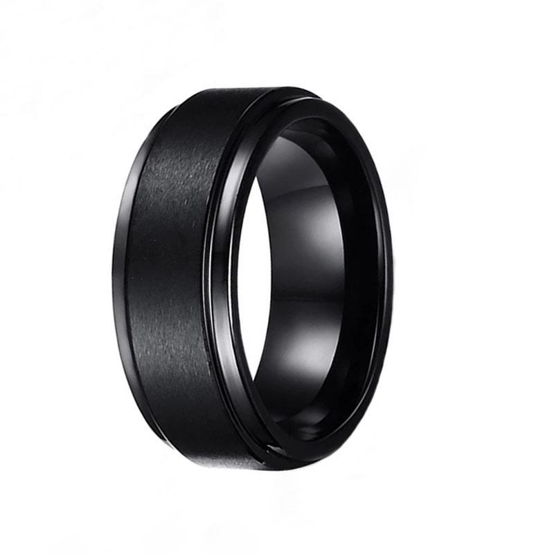 Матовое мужское титановое кольцо с двойной фаской из нержавеющей стали