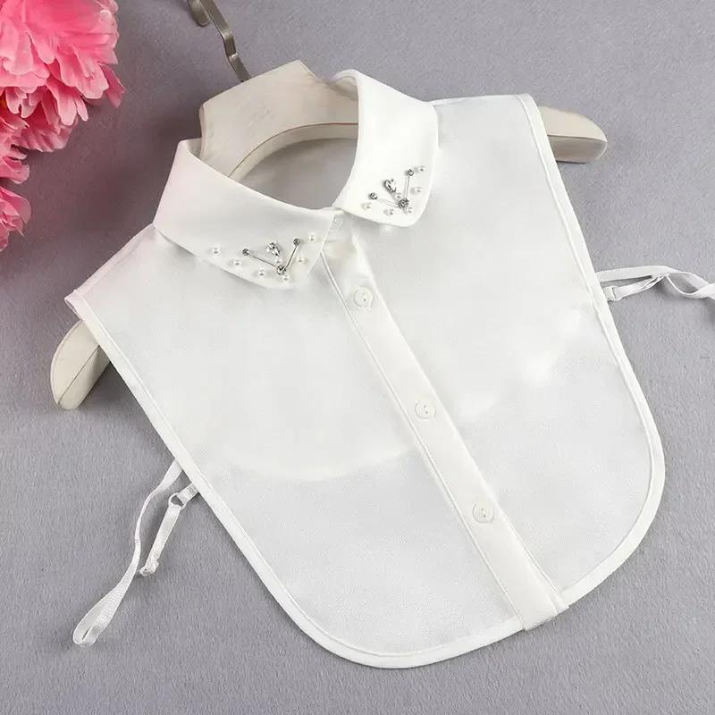 Womens Lapel Sweater Fake Collar Autumn Winter Half Shirt Detachable Collar Ladies White Shirt Lapel Blouse Tops False Collar