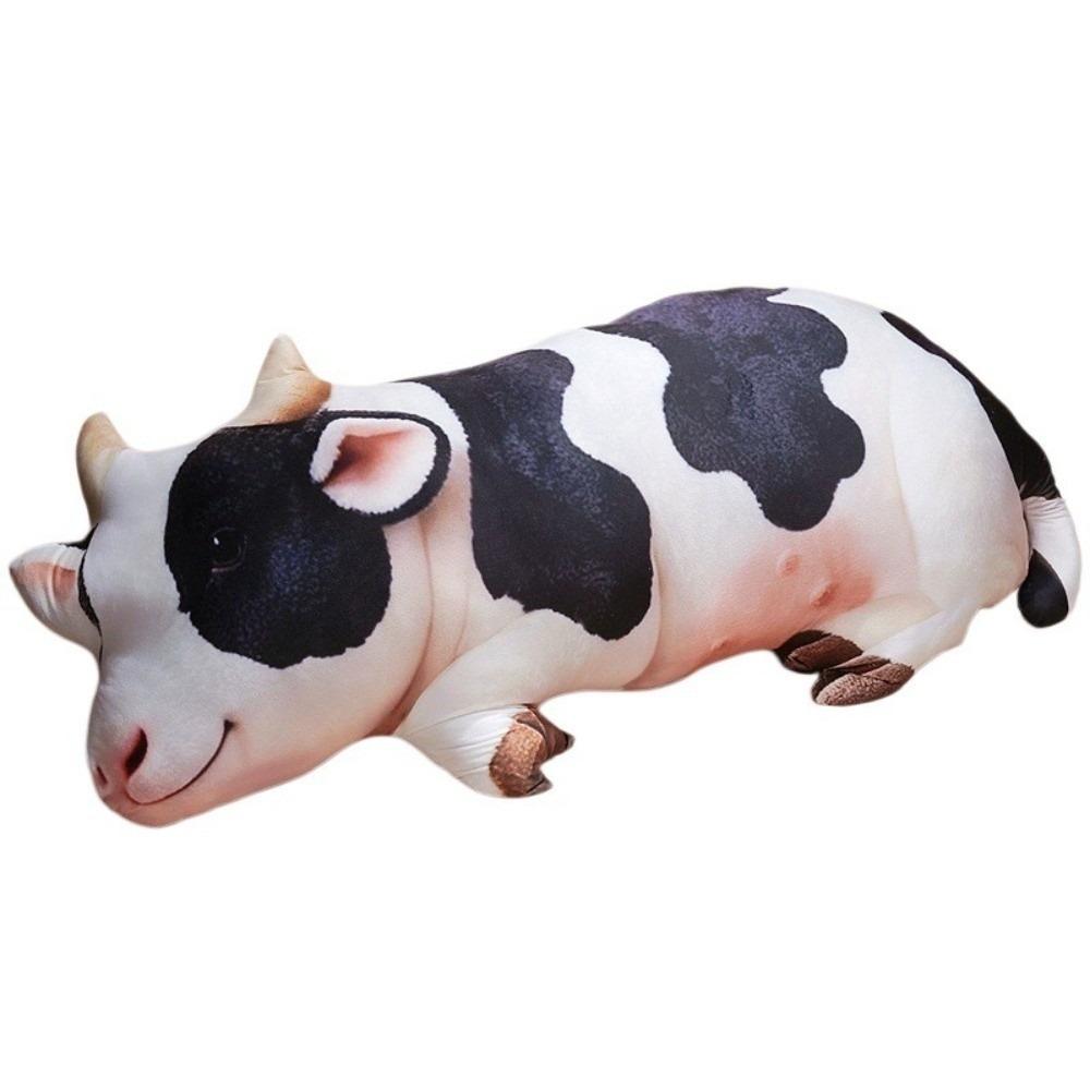 Skin Friendly Short Plush Cow Plush Pillow Huggable Long Body Hugging Pillow Bed Sofa Lounge Decor