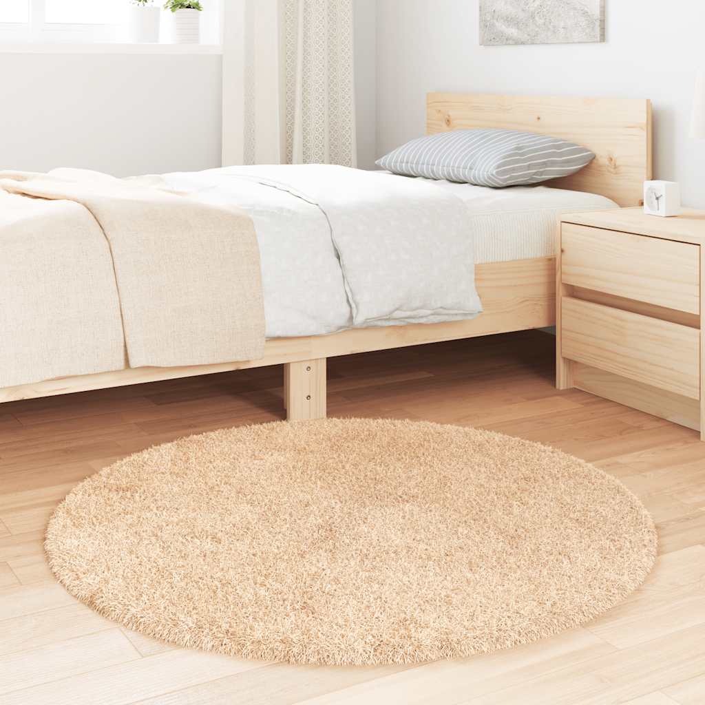 Shaggy High Pile Rug NAVARRA Beige 100x100 cm Polyester
