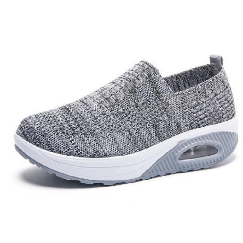 Spring New Breathable Pad Women's Shoes Height Increasing Thick Soled Sports and Leisure Shoes Large Size Fly Woven Purple