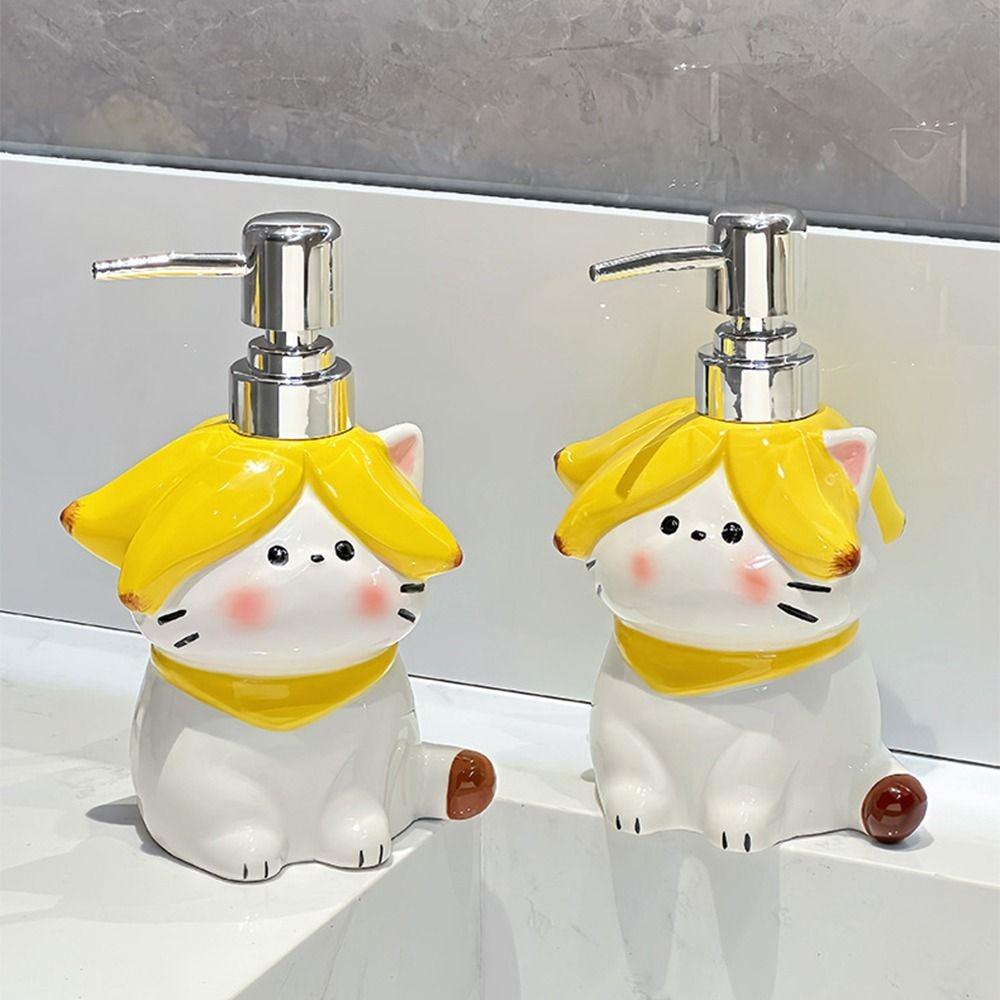 370ml Ceramic Soap Dispenser Banana Cat Shape Hand Sanitizer Bottle Laundry Room