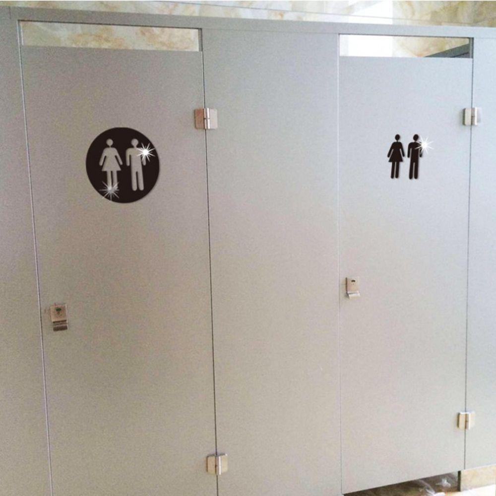 Entrance Bathroom Door Washroom Sign Poster Toilet Wall Stickers Woman & Man Mirror Surface Decal