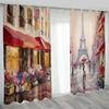 Paris Oil Painting Design Eiffel Tower In the Streets Thin Window Curtains for Living Room Bedroom Decor On Sale 2 Pieces