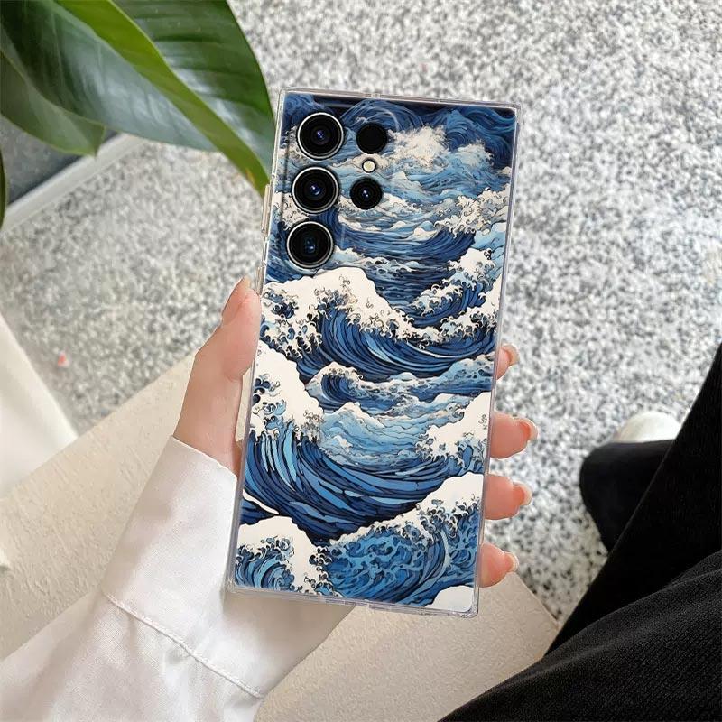 Великая волна Кацусика Хокусай Прозрачный чехол для Samsung Galaxy S26 S25 S24 S23 Ultra S20 S21 FE S22 Plus S26 Ultra Чехол для телефона