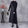 Johnature Woman Winter Neck Long Sleeves Knit Dress Niche Contrast Devise Fashion Personality Dress