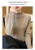 2024 Autumn/Winter Women's Velvet Pullover: Half-High Neck, Slim Fit, Solid Color Knit Top