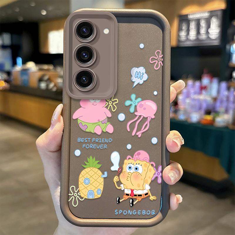 Cute S-SpongeBobs Pinch Butt Phone Soft Case For Samsung Galaxy S25 S24 S23 S21 Ultra Plus S25 S23 S20 Silicone Shockproof Cover