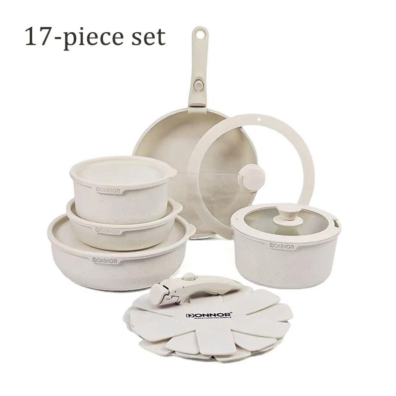 DONNOR Kitchen Pots and Pans Set Safe Nonstick Kitchen Cookware with Removable Handle Cookware Set Oven Safe