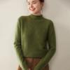 Women's Heathered Thickened Cashmere Half-Turtleneck Sweater - Long Sleeve Knit Pullover for Autumn & Winter