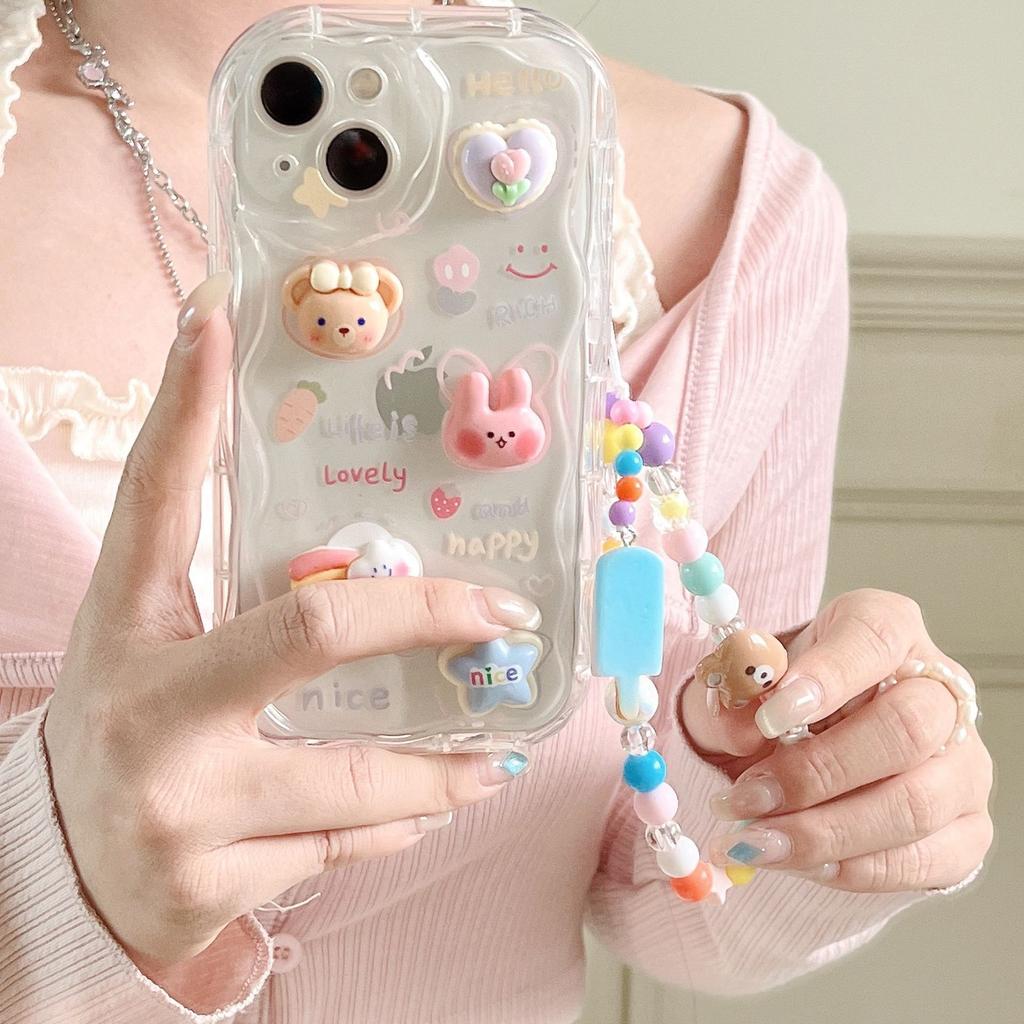 Three Dimensional Doll Suitable for Apple 16pro Rainbow Duck DIY Mobile Phone Case with Bracelet Iphone15 Protective Cover 14
