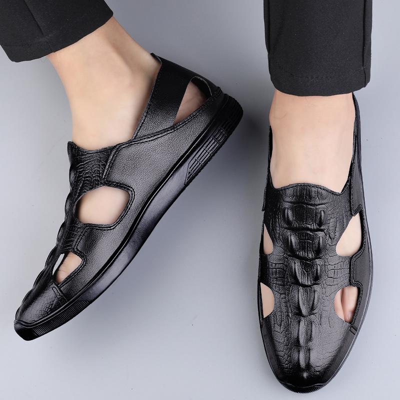 Роскошные брендовые мужские сандалии из натуральной кожи, мокасины, мужские деловые модельные сандалии, кожаная обувь ручной работы, мужские сандалии