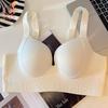 Women's Solid Color Seamless Letter Underwear Large Chest Small Adjustment Push Up Bra