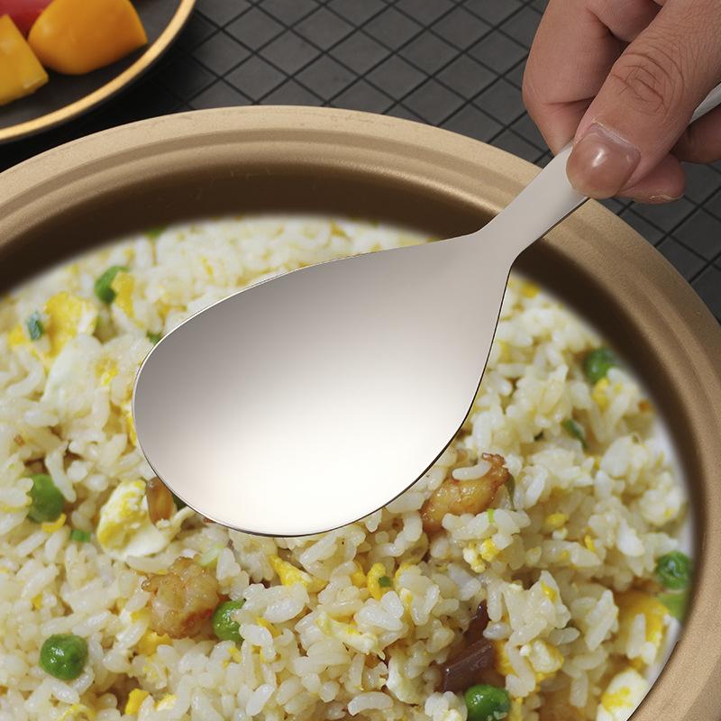 Ложка для риса из нержавеющей стали 304, утолщенная, с короткой ручкой, большой вместимости, суповая ложка, серебристая, золотистая, сервировочные приборы для шведского стола, кухонные инструменты