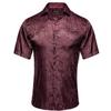 Mens Red Fashion Short Sleeve Dress Shirts Regular Fit Casual Button Down Shirts