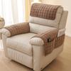 Non-slip Plush Sofa Armrest Pad Set with Storage Pockets, Includes Armrest Towels and Back Cushion.
