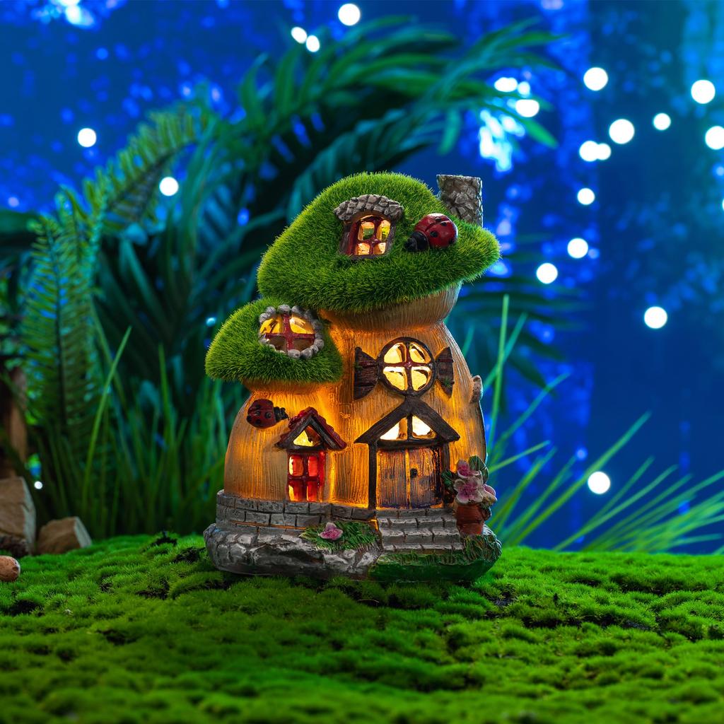 Валери Маделин Сказочная серия 17 см садовое украшение пушистый грибной домик солнечная лампа солнечный солнечный светильник садовый светильник фигурка украшение водонепроницаемый