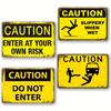 Винтажная металлическая предупреждающая жестяная табличка, Осторожно Входите на свой страх и риск/ Скользко когда мокро/ Не входить, Комната Дом Ресторан Гараж Декор