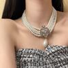 Многослойное колье со стразами, элегантные роскошные ожерелья, изысканное жемчужное ожерелье для женщин на вечеринку