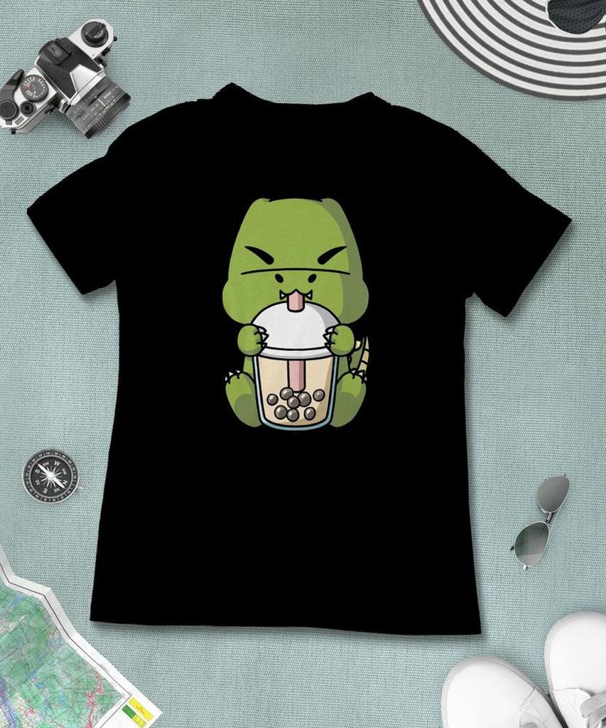 Boba Milk Tea T-Rex Dinosaur T-Shirt, Funny Boba Milk Tea Shirt, Bubble Tea T-Shirt, Kawaii Japanese Anime Gift