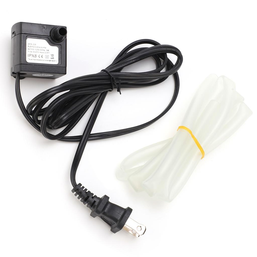 Mini Submersible Pump 3W 80GPH Silent with 3.3ft Hose for Fish Tank  AC