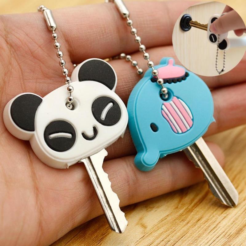 1 шт. Креативный милый брелок-цепочка Мультяшный слон Панда Голова Чехол Верхняя крышка Ключ