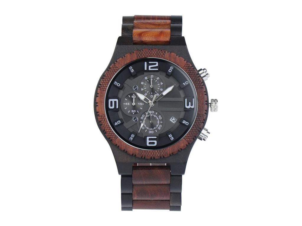 Мужские модные кварцевые часы с большим циферблатом из дерева