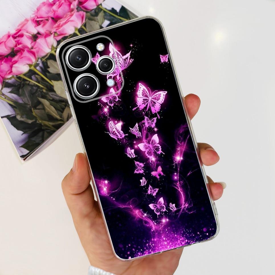 For Xiaomi Redmi 12 12c 4G Case Fashion Flower Dinosaur Soft Phone Cases For Xiaomi Redmi Note 12 Pro 4G Note 12 12s 4G Bumper