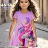 Kpop Demon Hunters Girls Summer Dress Kids Cartoon Anime Short Sleeve Beach Sundress Casual Sleepwear