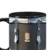 Black Vintage Drum Mug 11 Oz Funny Drummer Gift for Music Lovers Sturdy Coffee Cup for Home Office Tea Hot