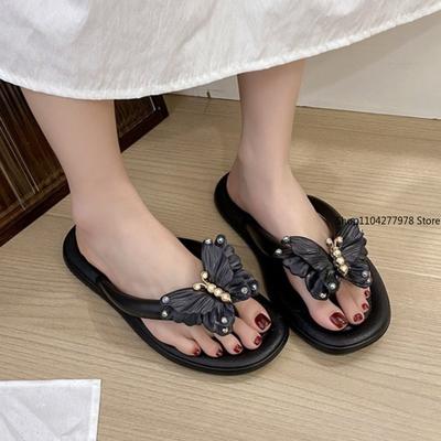 Мода 2025 Женские шлепанцы Новая летняя повседневная обувь Универсальные сандалии на толстой подошве Женская верхняя одежда Бант Пляжные шлепанцы Сексуальные шлепанцы Женские