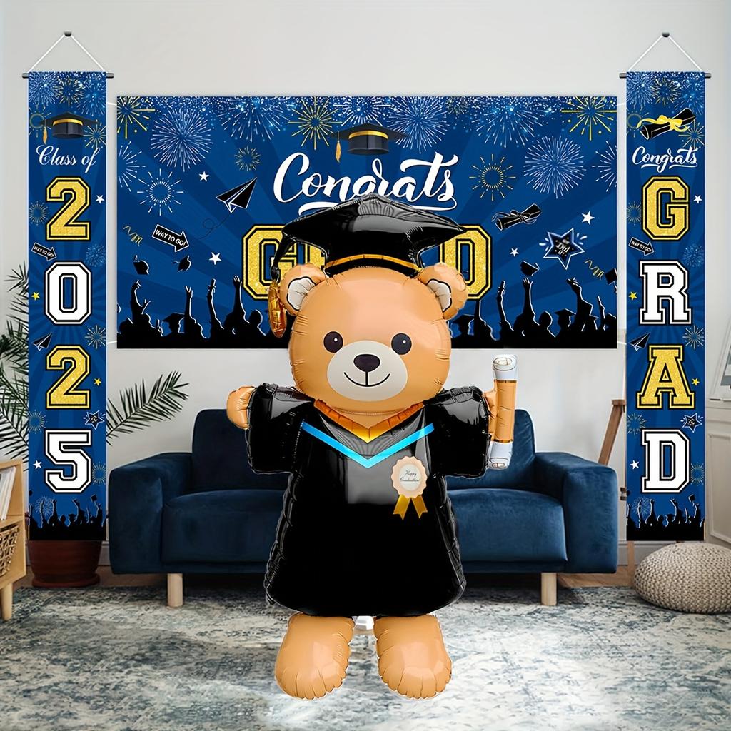 155,45 см Милый Медведь на Выпускной Воздушный Шар из Алюминиевой Фольги - Идеально для Школьных Мероприятий и Украшения Кампуса, Украшения для Выпускного Вечера