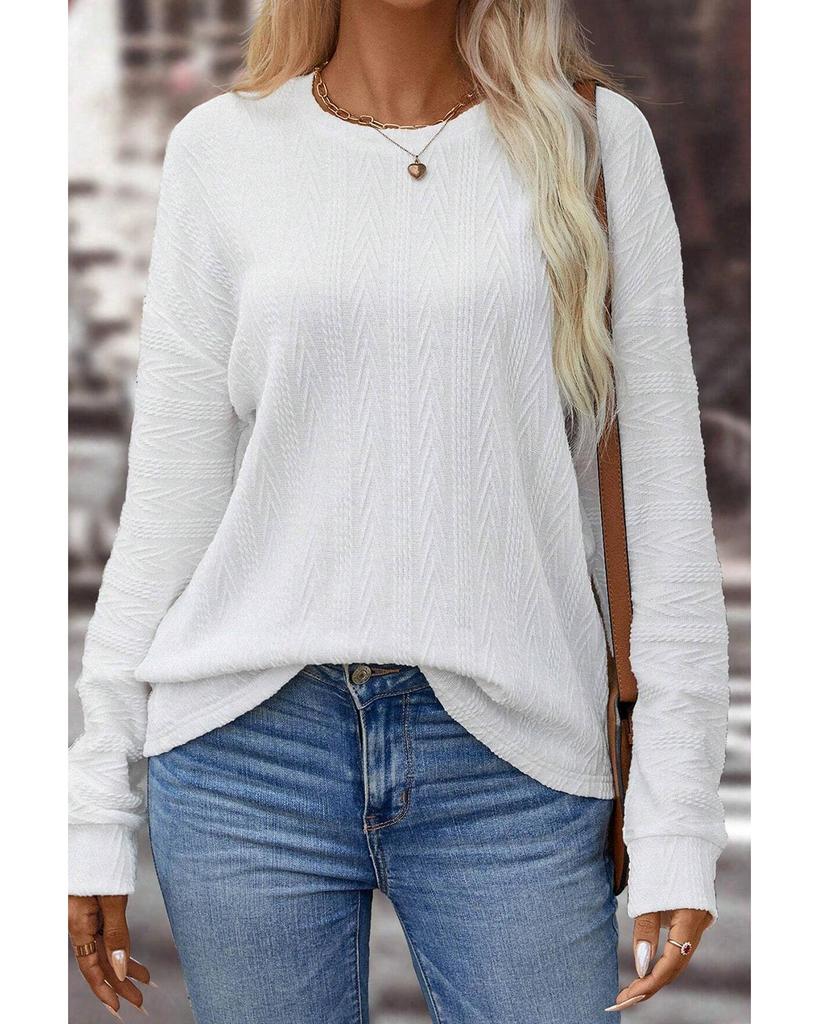 Azura Exchange Белый круглый вырез горловины с заниженной линией плеч, текстурированный трикотажный топ