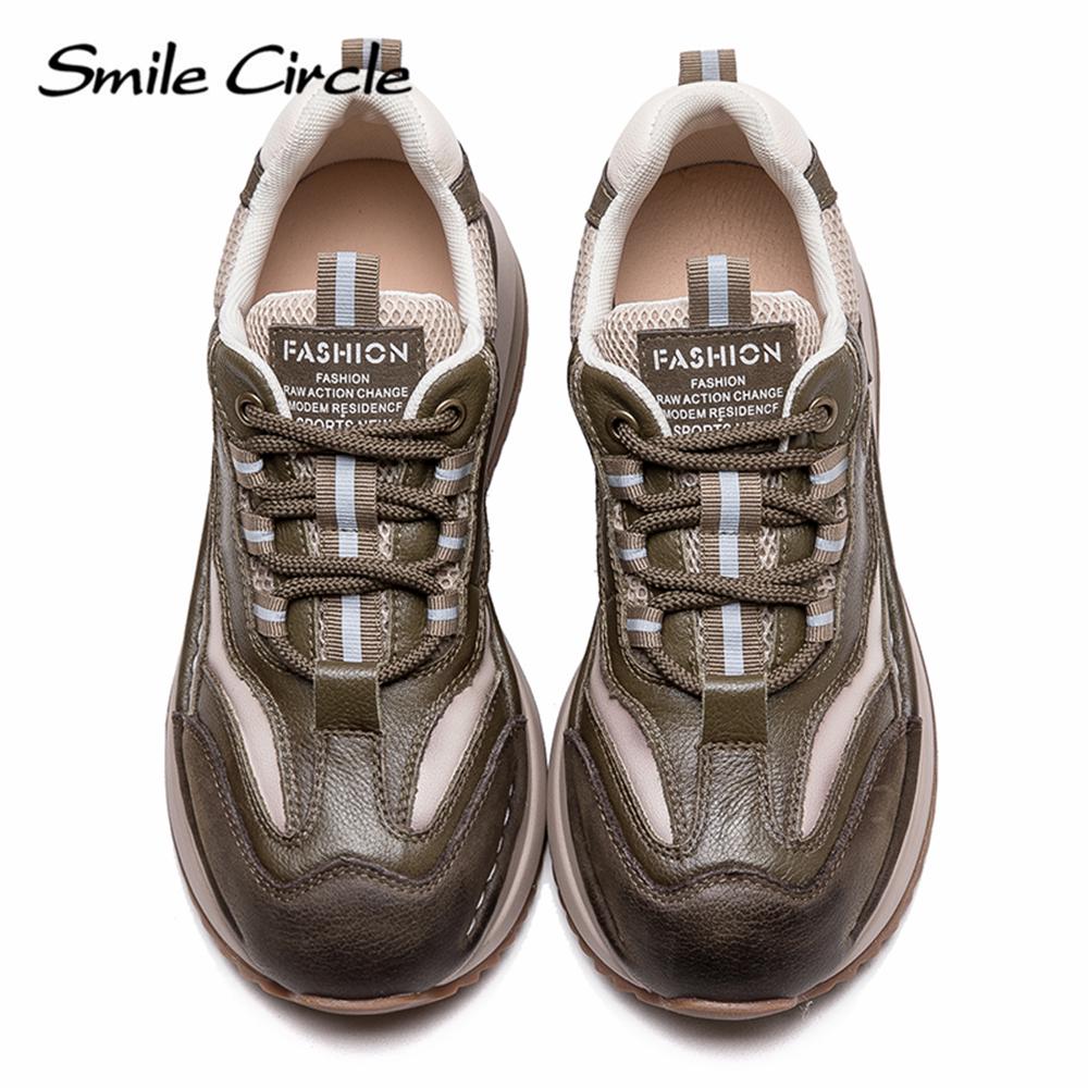 Женские кроссовки из натуральной кожи с круглым носком, увеличивающие рост, модные повседневные туфли на толстой подошве