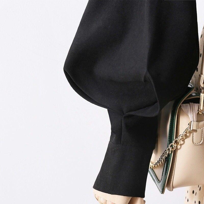 Женские рубашки в корейском стиле с длинным рукавом, офисная женская блузка на пуговицах с воротником