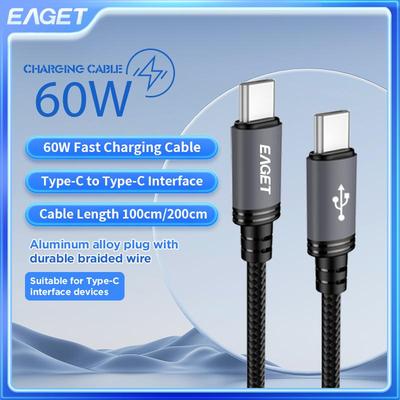Кабель USB C — USB C Type C 60 Вт, кабель для быстрой зарядки iPhone 16/15 Pro Max, MacBook Pro Air/iPad, планшетов