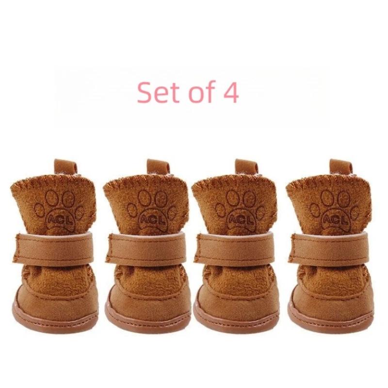 Новые 4 шт./комплект зимние сапоги из овечьей шерсти для домашних животных, утолщенные плюшевые теплые хлопковые нескользящие непромокаемые ботинки для собак и щенков, спортивная обувь, принадлежности