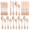24Pcs Cutlery Set Rose Gold Dinnerware 18/10 Stainless Steel Spoon Wedding Cutlery Fork Knife Spoon Kitchen Utensils Copper Tableware Set