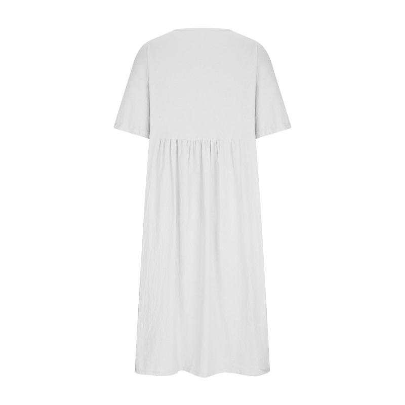 Платье большого размера с круглым вырезом, средней длины, с рукавами-пятиточками