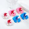 Korean Version Alloy Colorful Dripping Flower Earrings Europe America Exaggerated Light Luxury Large Flower Earrings Women's Jewelry PD1993