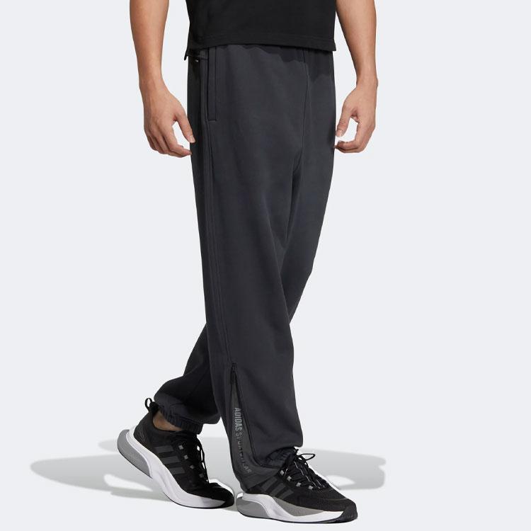 Adidas Pure Color Logo Embroidered Badge Loose Sports Pants Men Bottoms Carbon-Black IK3468