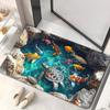 Turtle Koi Printed 3D Visual Effect Mat 2D Flat Door Rug Floor Mat Thickened Bathroom Mat  Kitchen