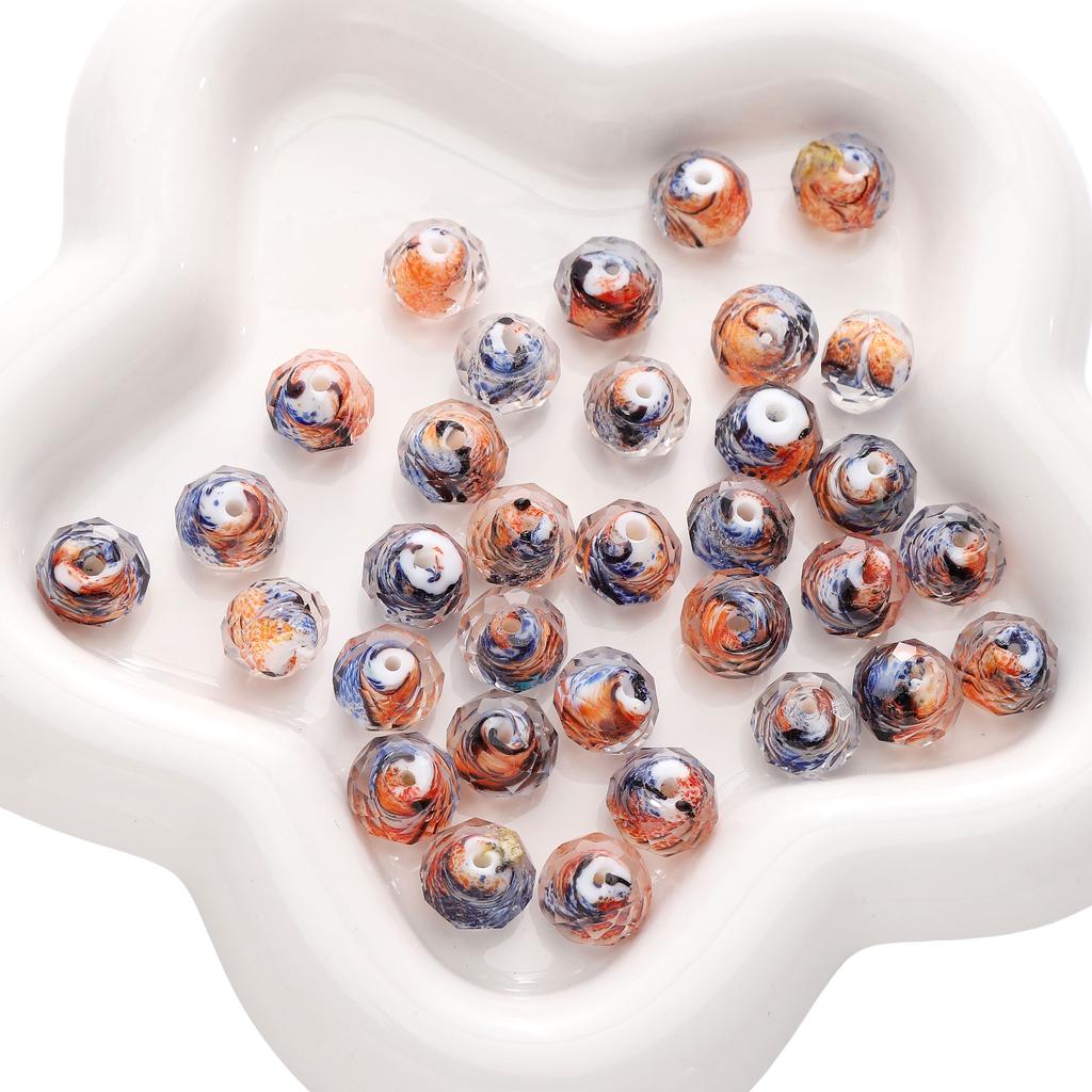 Разноцветные бусины из витого стекла для изготовления украшений своими руками, 12x10 мм, плоские круглые