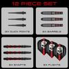 Harrows Серия дартсов Ryan Searle Heavy Metal 90% Вольфрам, Дартсы с мягким наконечником, Набор 18 г и 20 г, Красные карбоновые хвостовики, Пластиковые оперения, Профессиональные дартсы с мягким наконечником
