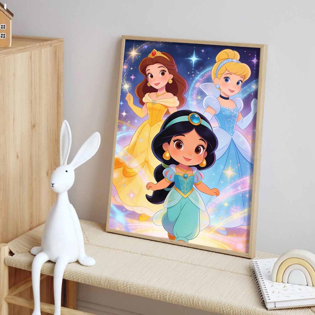 Princesses Magic Dream Diamond Painting Kit Full Diamond Diamond Round Classic Style Home Decor Craft Perfect Gift Idea Sparkle