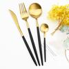 4Pcs/Set Matte Gold Dinnerware 18/10 Stainless Steel Cutlery Set Knife Fork Coffee Spoon Tableware Kitchen Silverware Flatware