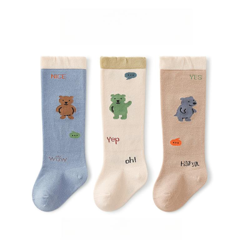 3 пары/лот Детские гольфы до колена Детские для девочек и мальчиков Мягкие хлопковые длинные носки Милые испанские полосатые однотонные детские носки для 0-3 лет