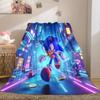 Super Sonic Cartoon Flannel Lightweight Blanket Home Decor Sofa Bed Travel Cover Family Gift For All-Season LXRa54