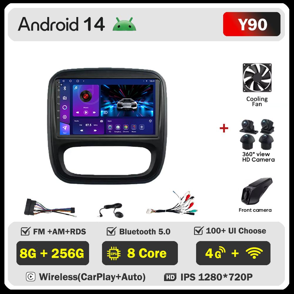 Android 14 интеллектуальные автомобильные системы для Renault Traffic 3 2014 - 2021 для Opel Vivaro B 2014 - 2018 автомобильный радиоплеер стерео головное устройство